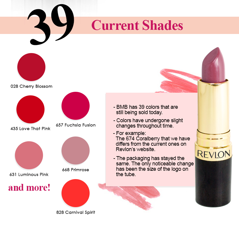Revlon Super Lustrous Lipstick Colour Chart